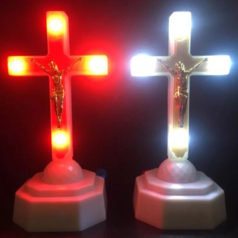 Led Licht Christus Jezus Kruis Thuis Kerk Bid Ornamenten Kerk Souvenirs Gemaakt Van Kunststof, Vakmanschap