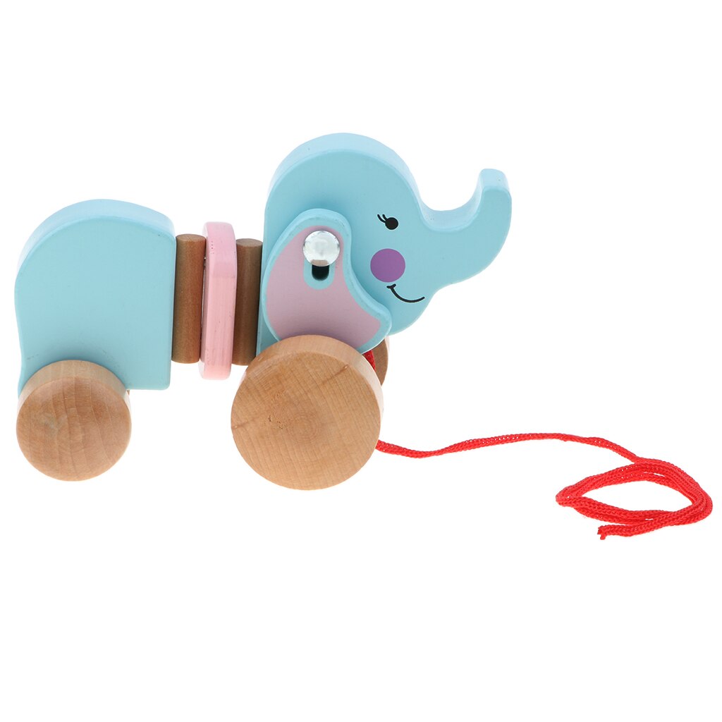 Houten Pull Langs Olifant Speelgoed Voor Baby Boy & Girl Vroege Educatief Speelgoed