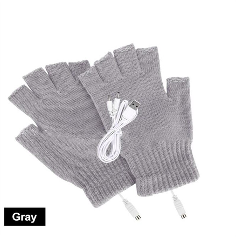 Usb Verwarmde Handschoenen Winter Thermische Handwarmer Elektrische Verwarming Handschoen Huishoudelijke Levert Indoor Kantoor Bike Fietsen Handschoen 5V: Pure Gray