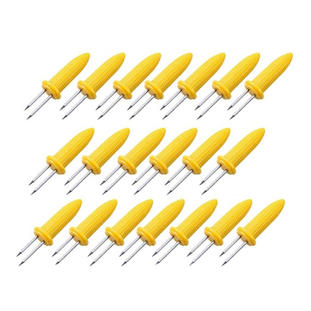 20Pcs Corn Vorken Spies Rvs Cob Houder Spiesjes Bbq Gaffel Voedsel Fruit Houder Keuken Barbecue Grillen Gereedschap