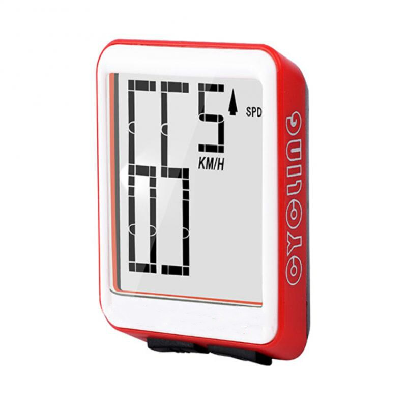 Mountain road bike trådløs stor tegn kode bord stor skærm engelsk vandtæt lysende speedometer: Rød