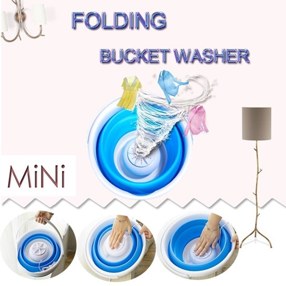 Folding Laundry Tub Basin Portable Mini Washing Machine Automatic Clothes Washing Bucket TP