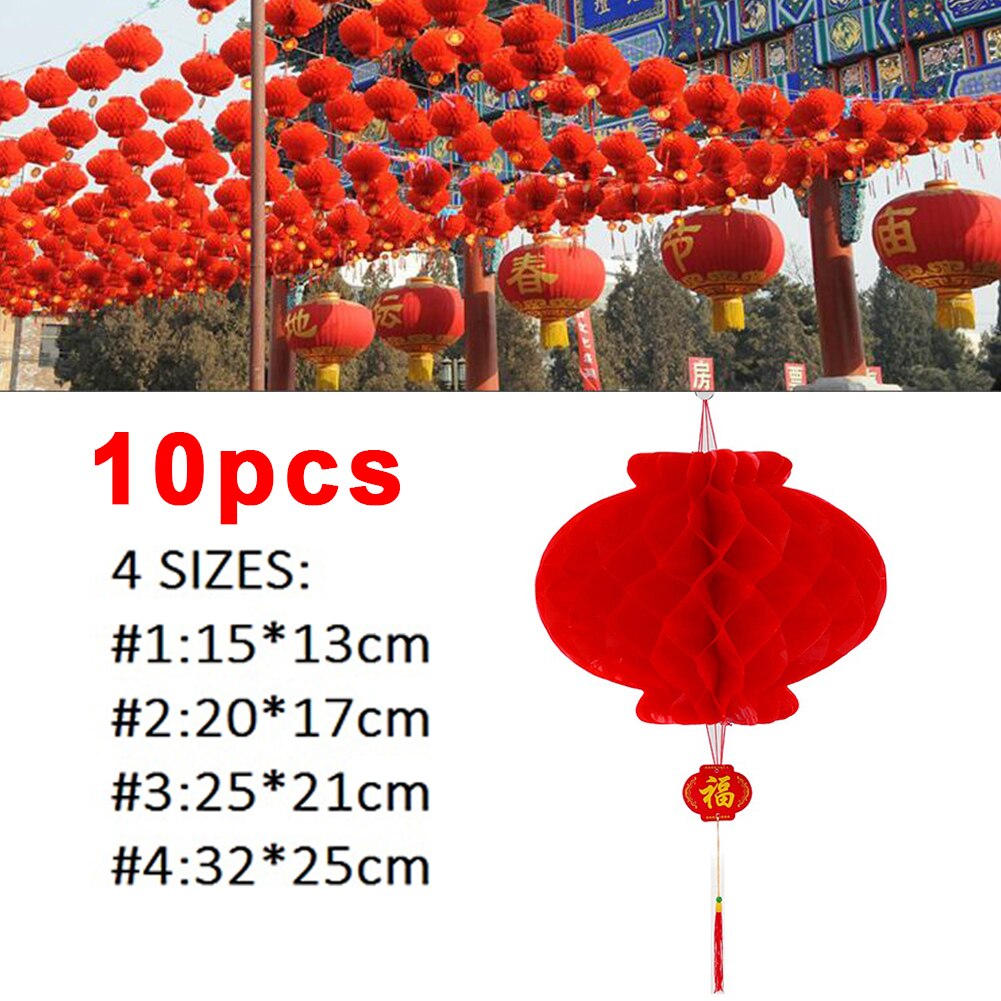 10 Pieces Chinese Red Paper Lanterns Festival Decorations Waterproof Festival Lantern for Year, Spring Festival, Wedding
