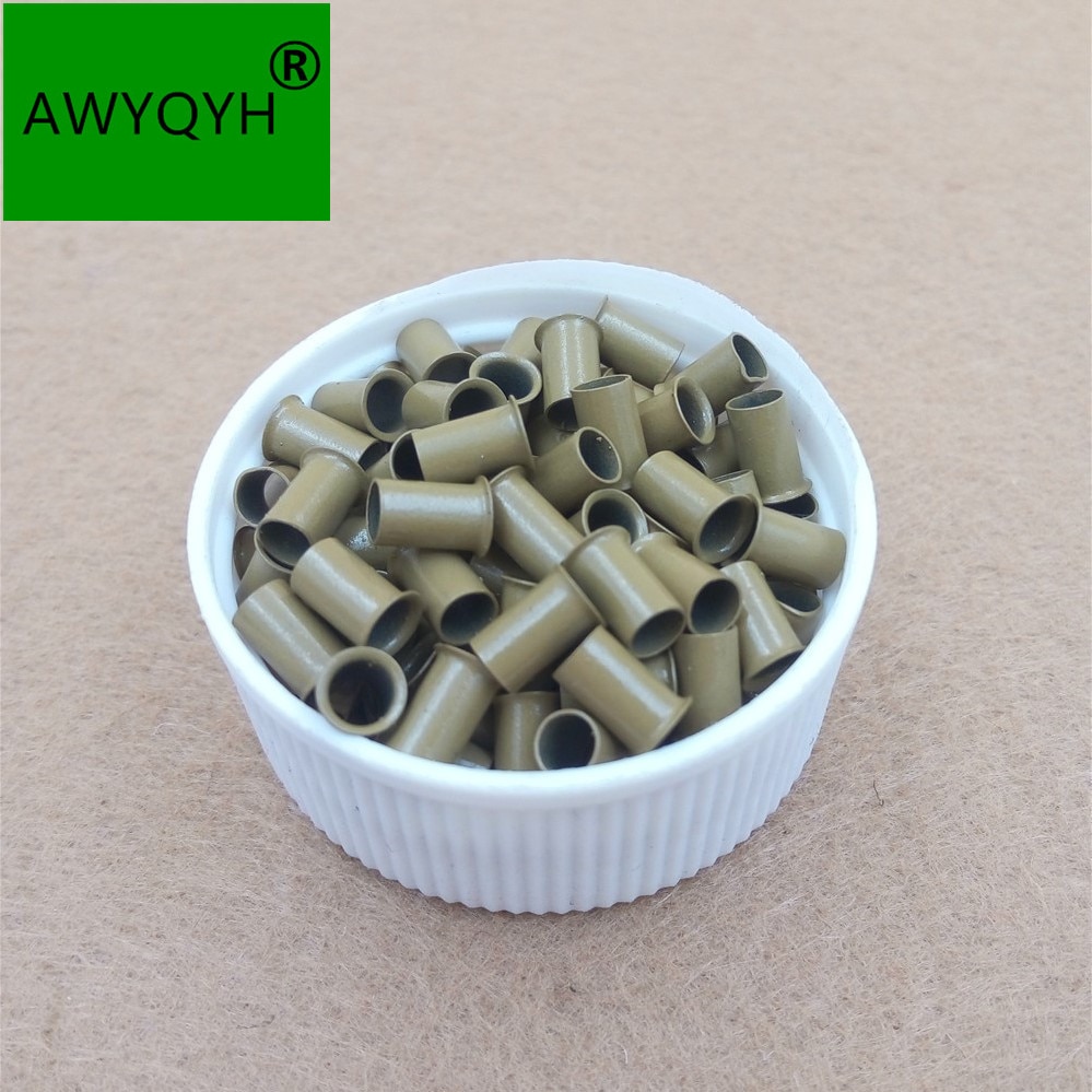 Micro anillos acampanados de cobre largo, tubo europeo, cerraduras para plumas, extensiones de cabello humano, accesorios de herramientas