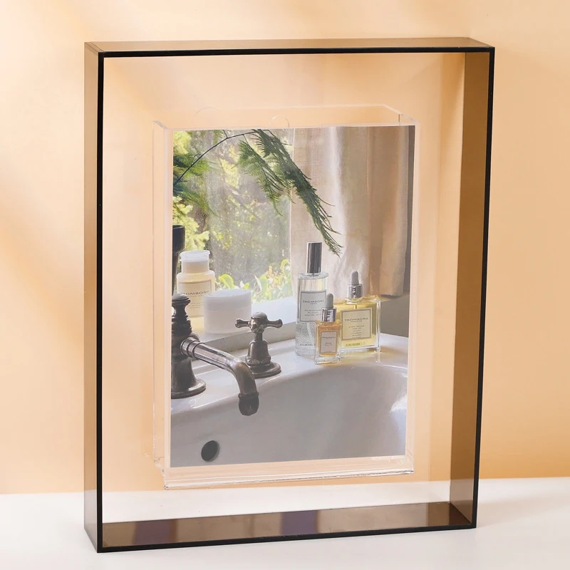 Cadre Photo Transparent en acrylique, 1 pièce, boîte carrée pour chambre à coucher, porte-carte Photo idole, ornement de bureau, Cadre Photo, décoration de maison: 5 Pouces / Violet