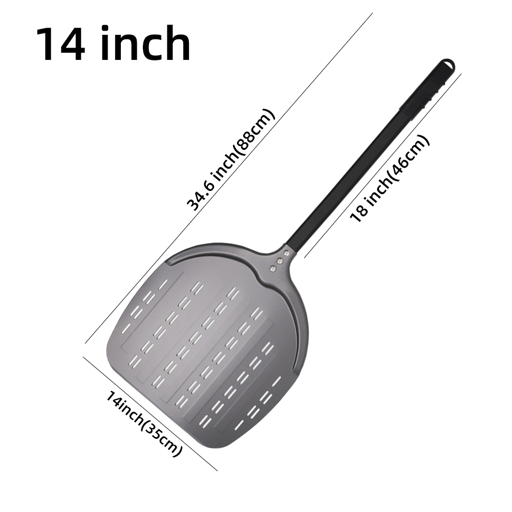12 13 14 Inch Pizza Schil Lange Steel Draaien Aluminium Pizza Turner Anti-aanbak Bakken Tool Geperforeerde Peddel Keuken accessoire