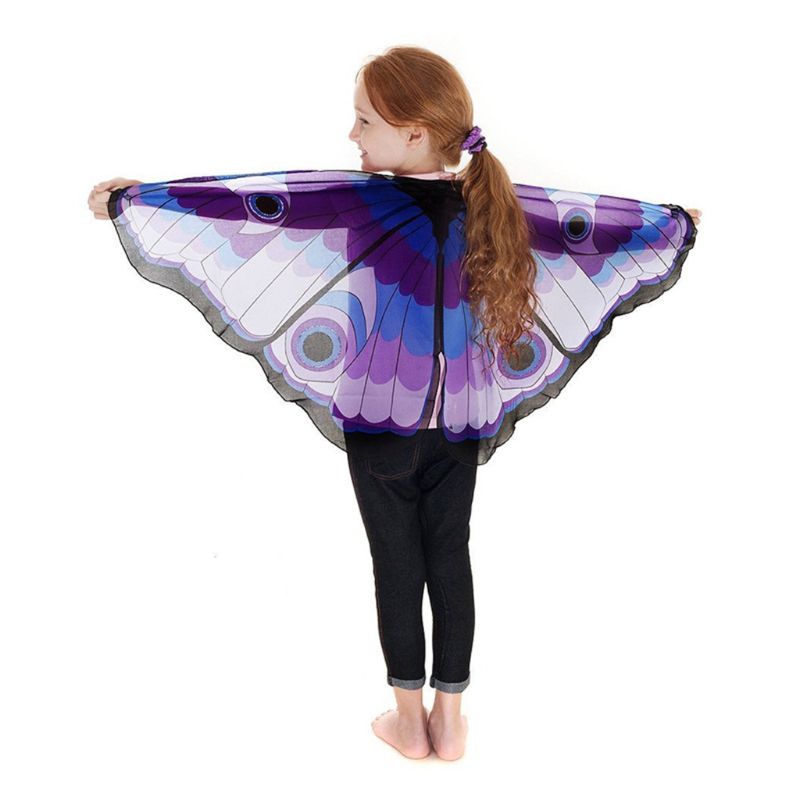 Eventyr prinsesse cosplay kostyme sommerfuglvinger sjal kappe stjal barn gutter jenter skjerf wrap tilbehør