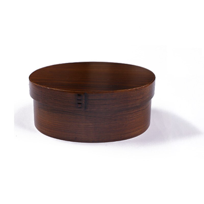 Retro Double-layered Bento Box Solid Color Portable Wooden Sushi Boxes Student Japanese Single-layer Lunch Case: Single Layer