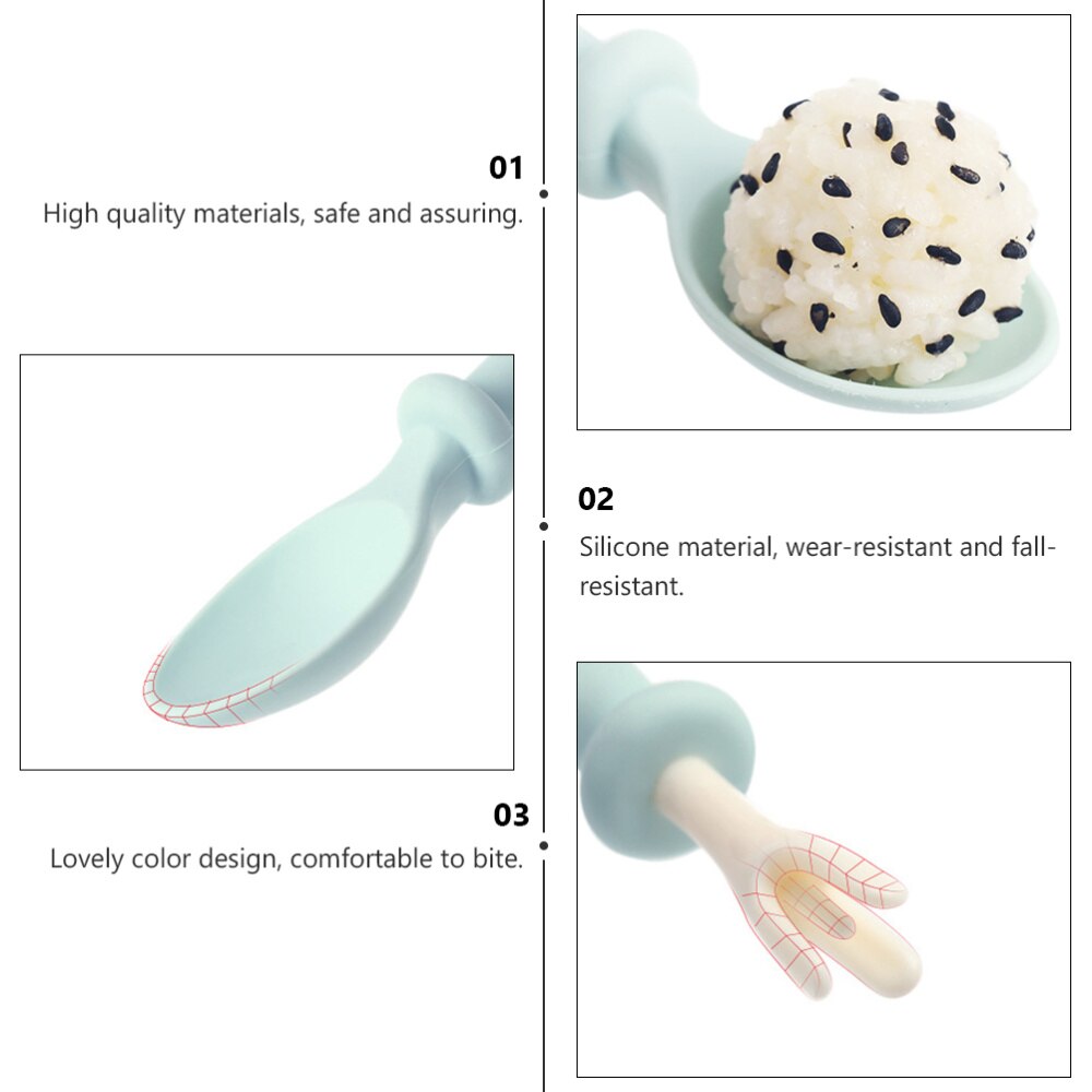 1 Set Toddler Utensils Baby Fork Spoon Kids' Cutlery Set for Safe Dining