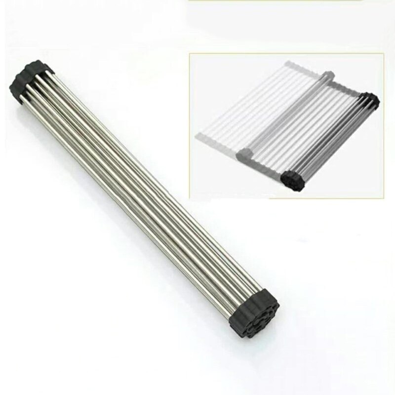304 stainless steel drain rack sink drain roller shutter silicone folding rack K1KA