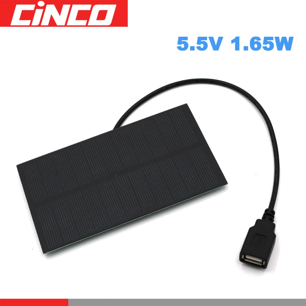 5V 300mA Output Usb Solar Battery Charger Usb Vrouwelijke Poort 5.5V 1.65W Laadregelaar Zonnepaneel 3.7V 18650