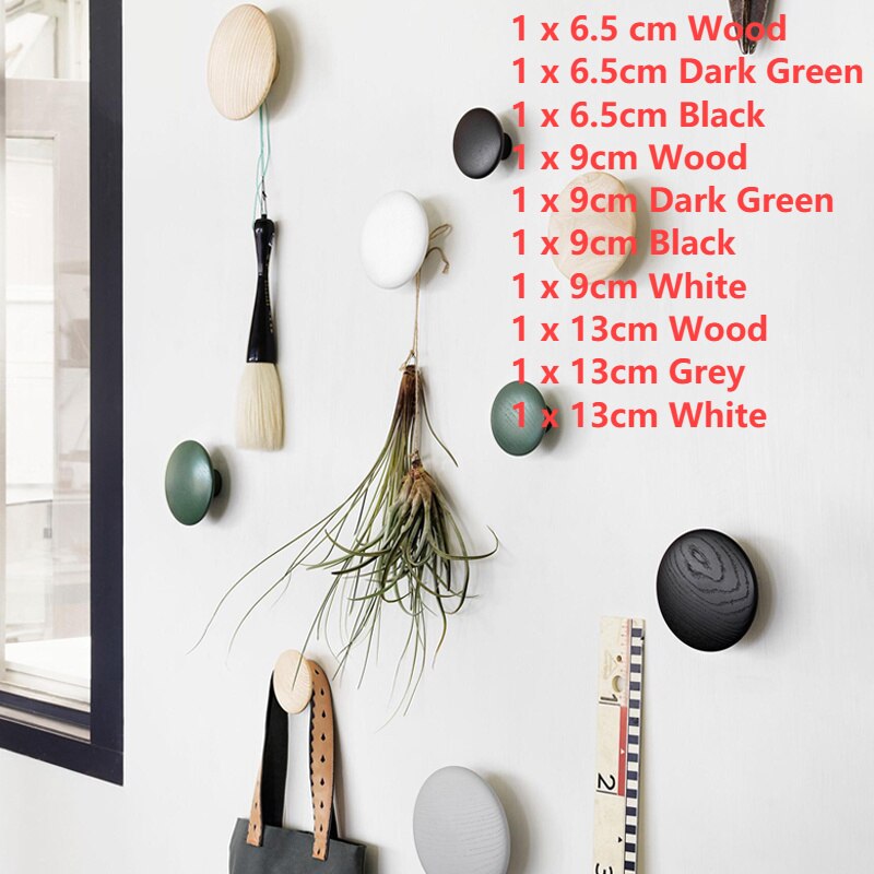 Juego de ganchos redondos de madera, Perchero de pared, organizador de almacenamiento, perchas de ropa, armario, cajón, manija, pared, dormitorio, decoración del hogar