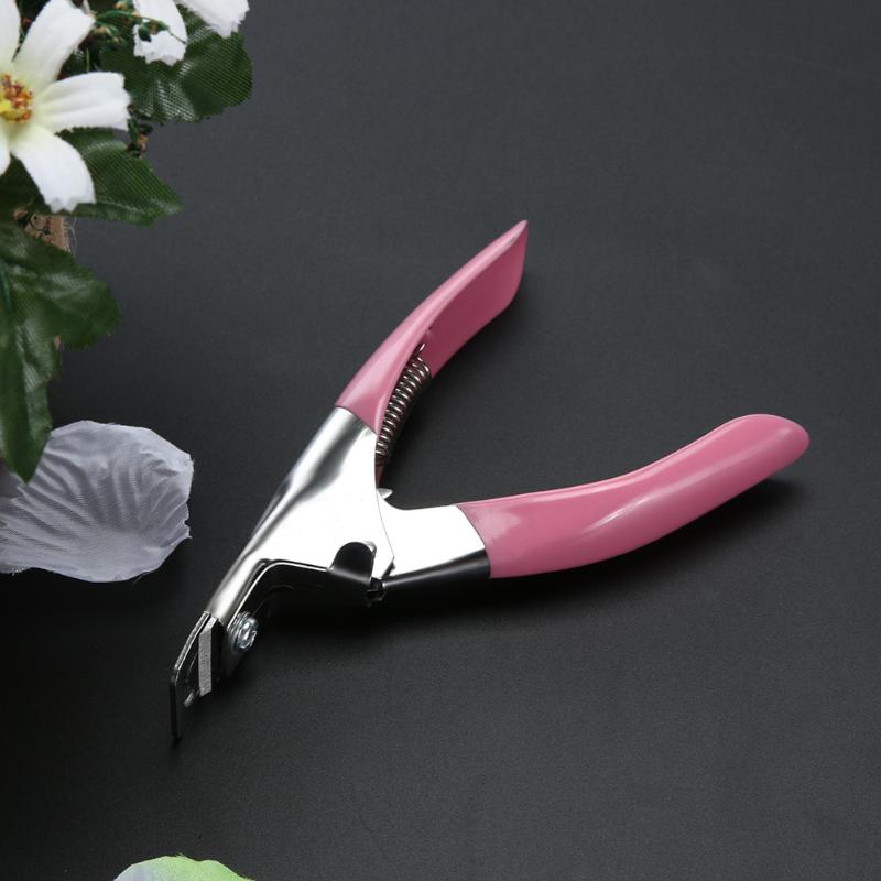 1PC Pink U Shape Nail Cutter Stainless Steel Manicure Nail Clipper False Nails Cutting Tool Trimmer Cutter