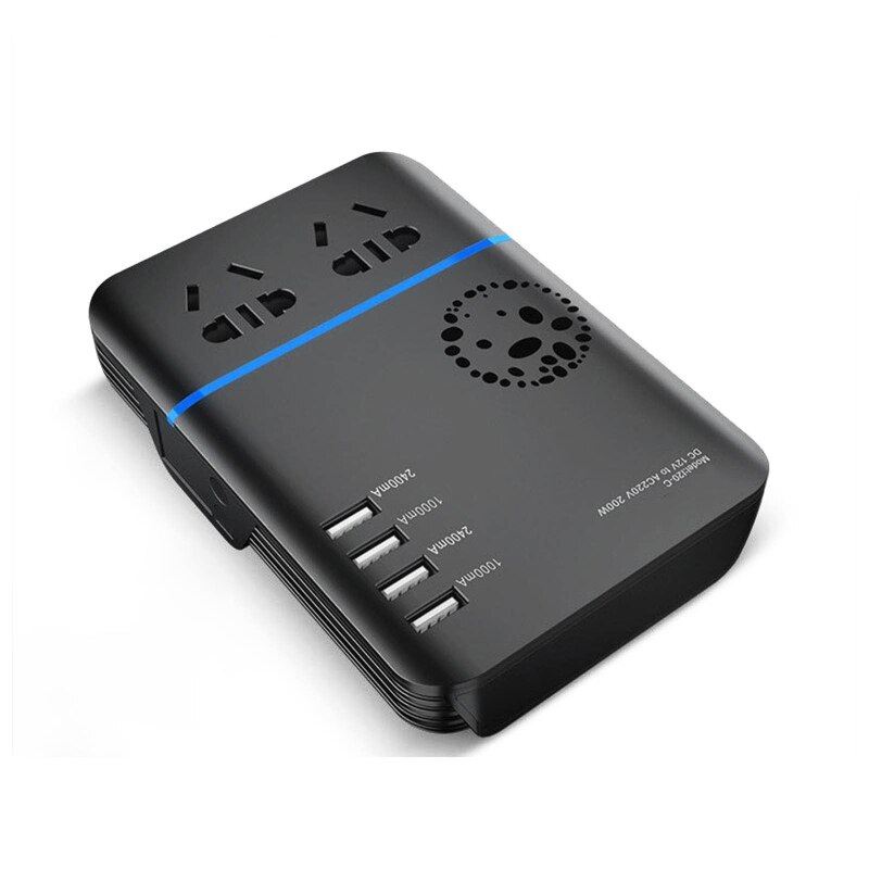 Allume-cigare de voiture 200W, convertisseur 12V à AC 220V, chargeur, adaptateur, transformateur, prise, sortie USB: A