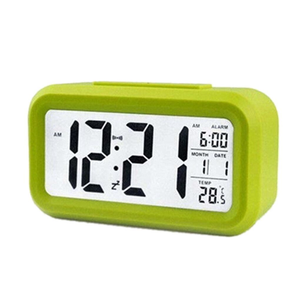 Wekker Groot Display Met Kalender Voor Home Office Tafel Klok Snooze Elektronische Kids Klok Led Desktop Digitale Klokken: green