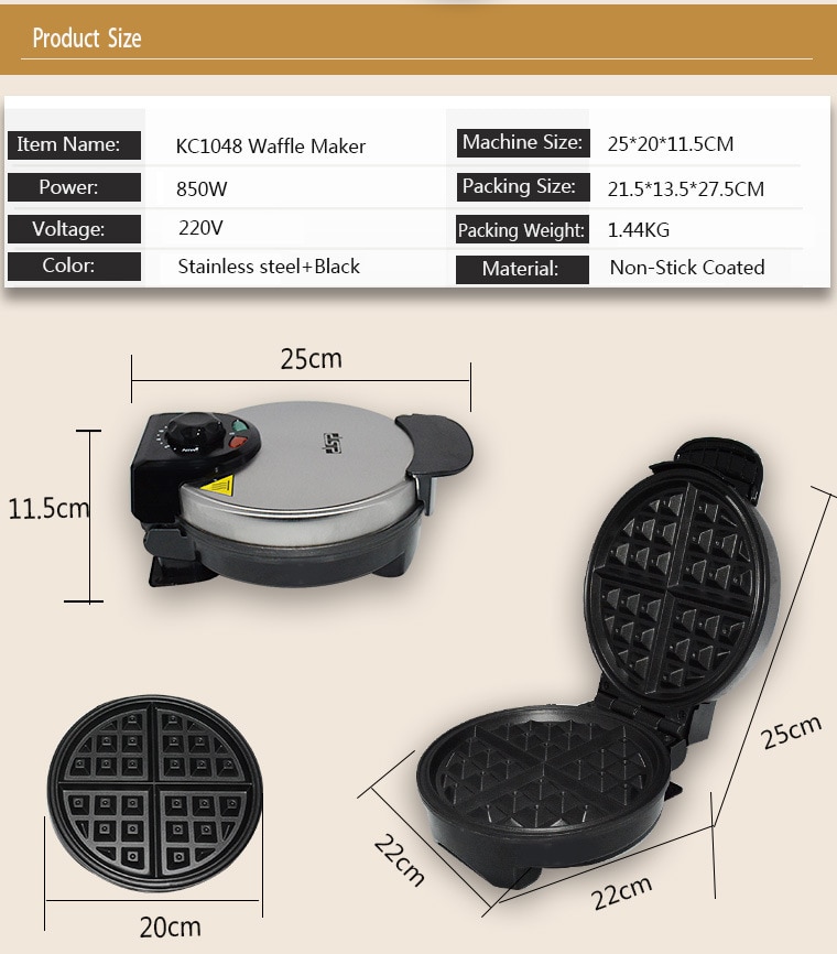 Electric Waffle Maker Non-Stick Cooking Plates Breakfast Cake Cooking Machine Waffle Iron Tray EU/UK/US Plug for Christmas