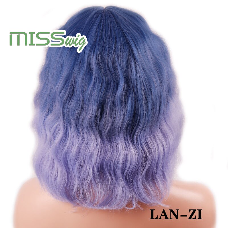 MISS perruque court vague d'eau cheveux synthétiques 16 couleurs disponibles perruque pour femmes fibre résistante à la chaleur quotidien faux cheveux