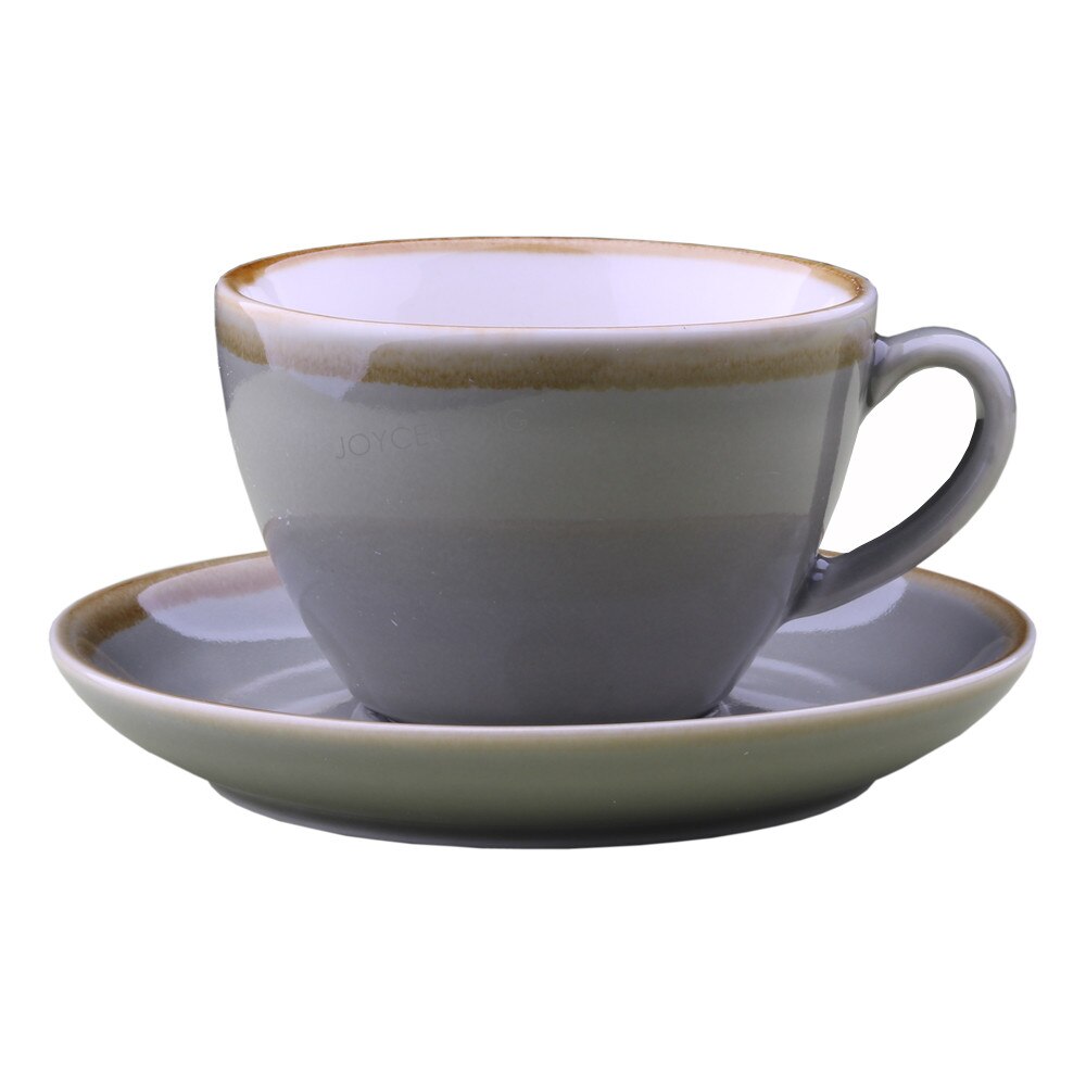 Ceramic Cappuccino Cups, Coffee Cups, White Tea Cup Set, British Coffee Cups, Porcelain Tea Set, Latte Cups, Espresso Mug: 320ml-Gray