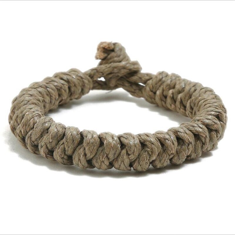 Punk Cotton Rope Braided Bracelet for Men Jewelry Vintage Wrap Wristband Women's Bracelets Hand Strap: Rhodium Plated