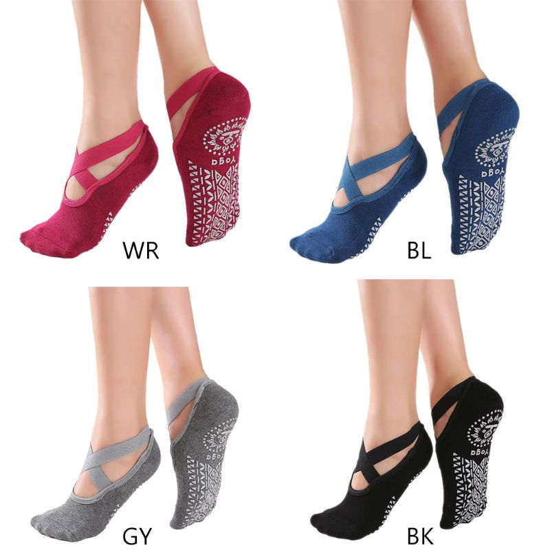 Yoga strumpor för kvinnor halkskydd och remmar fitness sport balett pilates strumpor