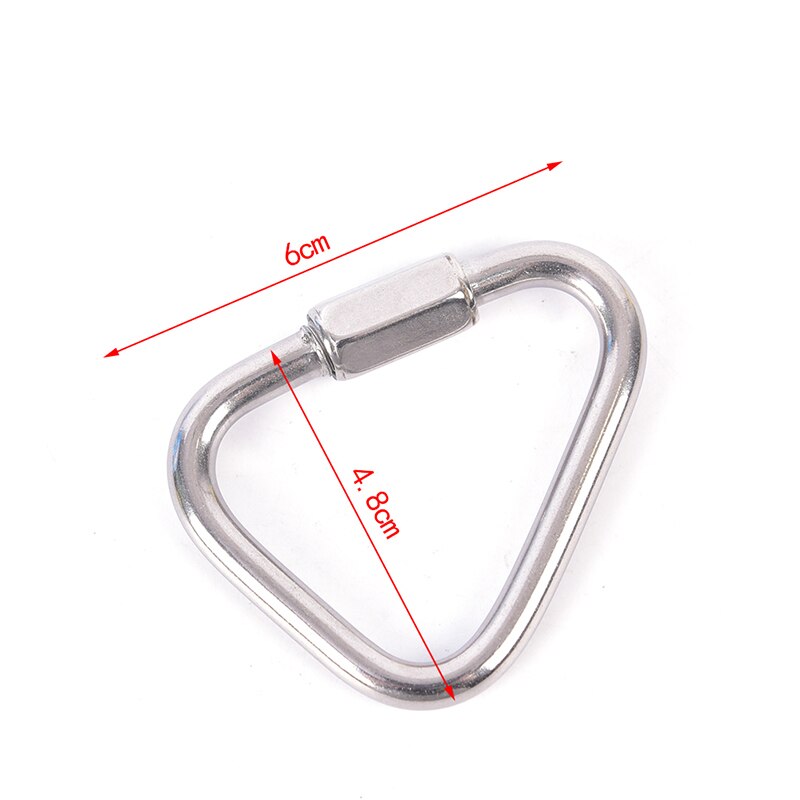 Mosquetón triangular sólido de acero inoxidable, llavero, gancho de Clip, hebilla, bloqueo de tornillo, bloqueo de seguridad para escalada en roca de alta altitud: D