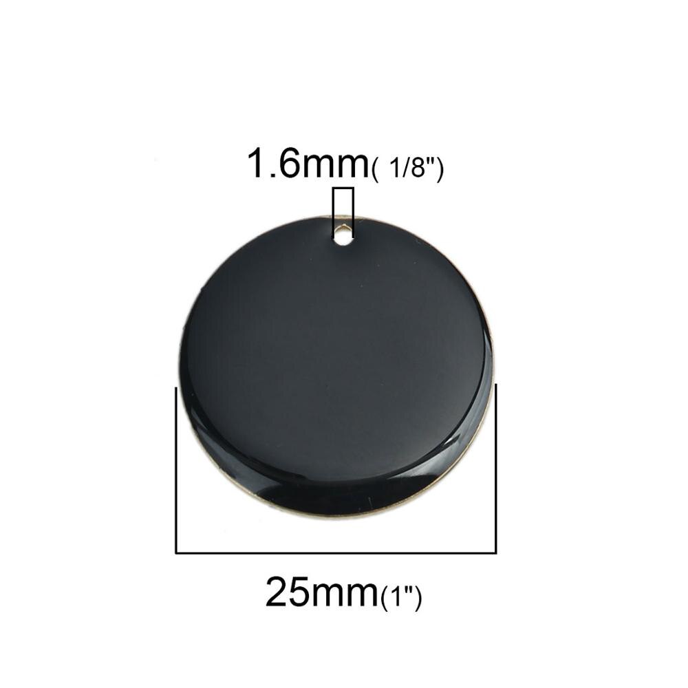 DoreenBeads Copper Enamelled Sequins Pendant Brass Colorful Round Style Jewelry DIY Charms 25mm Dia., 5 PCs