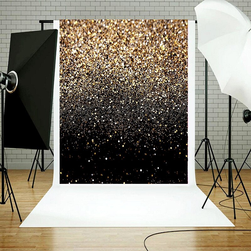 Vinyl Party Glitter Zwart Gouden Stippen Photo Studio Achtergrond Fotografie Achtergrond Portret Baby Pasgeboren Kind Foto Achtergrond
