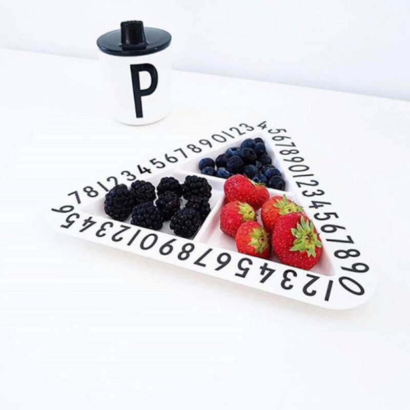 Children's Alphabet Plate Bowl Cup Shallow Plate Tableware Triangle Plate Letter Mug baby Food Supplement Training Plate: 03