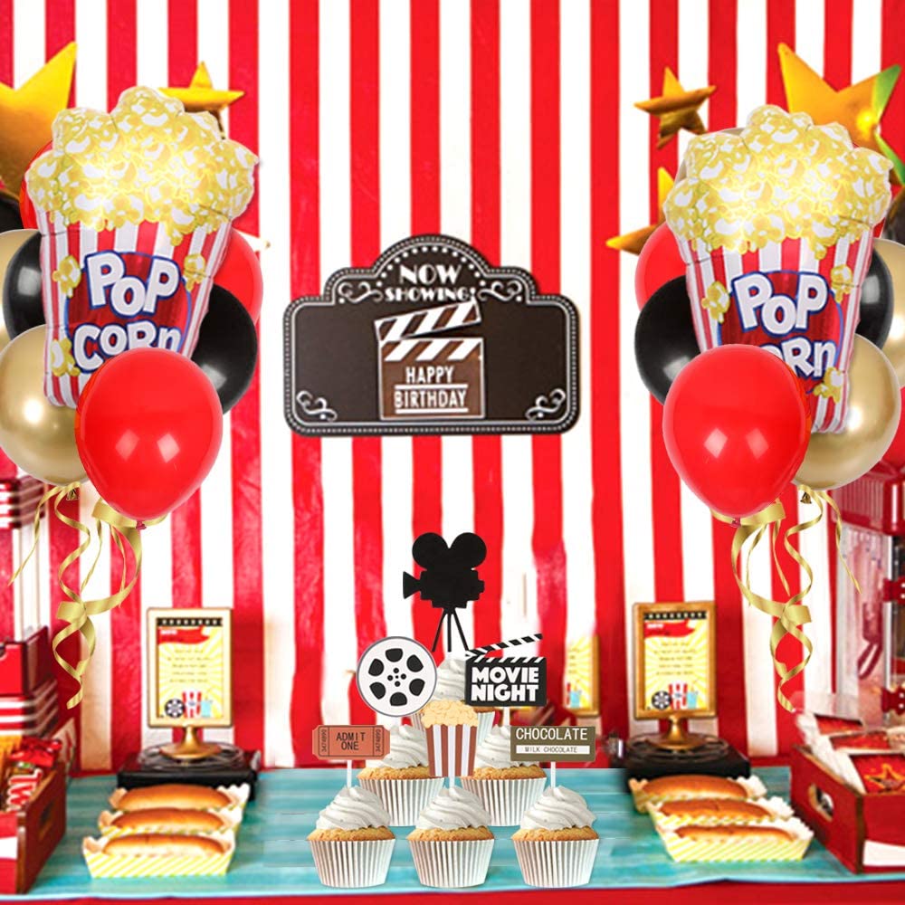 Movie Night Themed Party Decoration Hollywood Red Carpet Party Supplies Foil Balloon For Oscar Party Event Awards Night Ceremony
