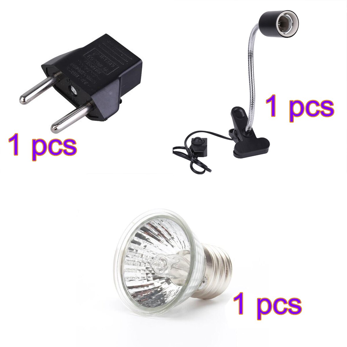 Reptile Lamp Set UVA+UVB 3.0 Lamp Clip-on Bulb Lamp Holder Thermometer Hygrometer Turtle Tortoises Basking Lamp Heat light Kit: 5