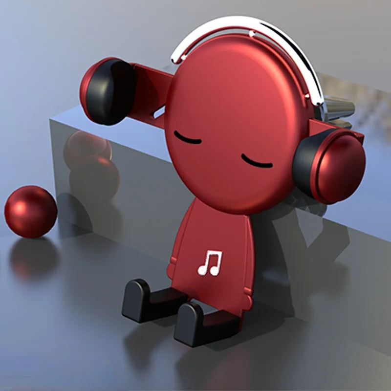 Cute Rotation Car Phone Holder Mr. Music Cartoon Phone Stand Mount Bracket Gravity Triangle Fixed Telescopic Mount Holder