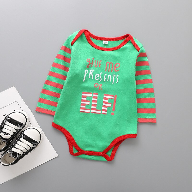 Langærmet nyfødt baby jul bodysuit bomuld spædbarn småbørn baby drenge piger jule jumpsuit et stykke tøj  ds19