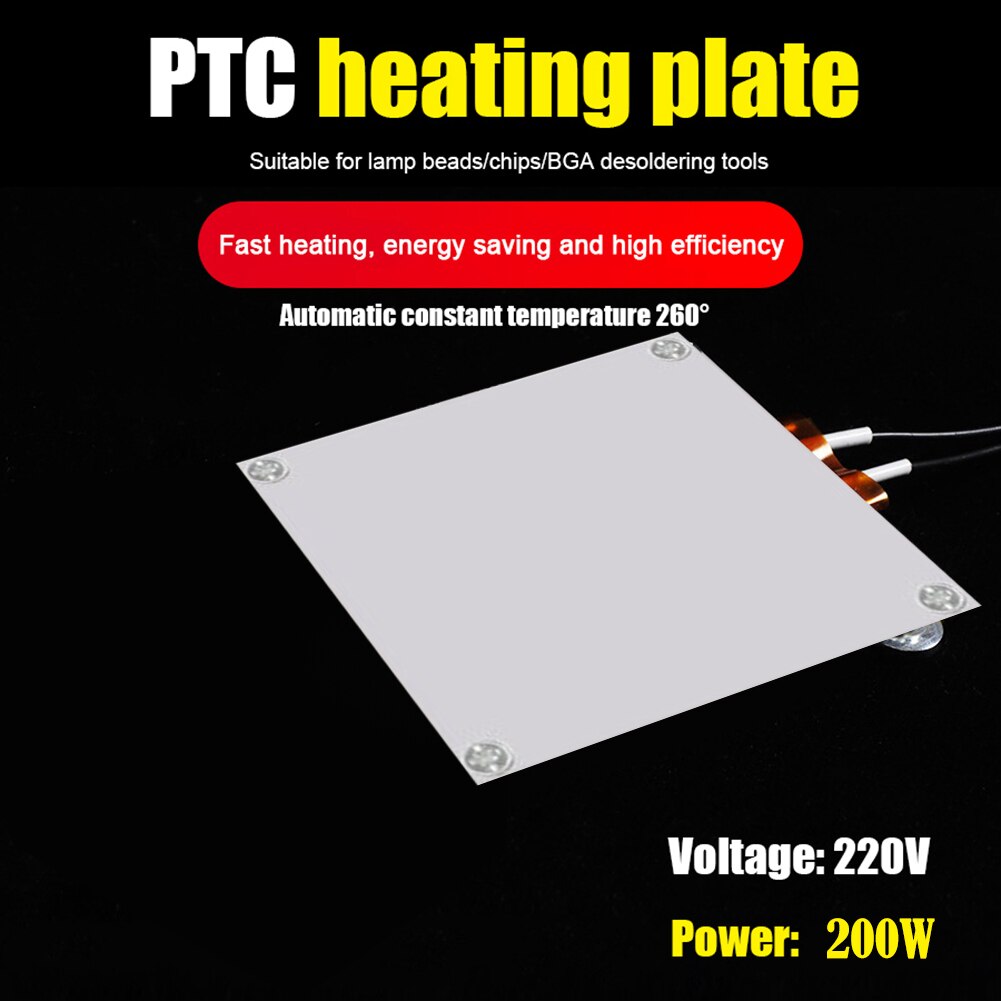 Aluminium ptc termostat varmeplade led fjerner bga aflodningsstation ptc feberplade forvarme spån nedrivningsplade værktøj: 200w 220v