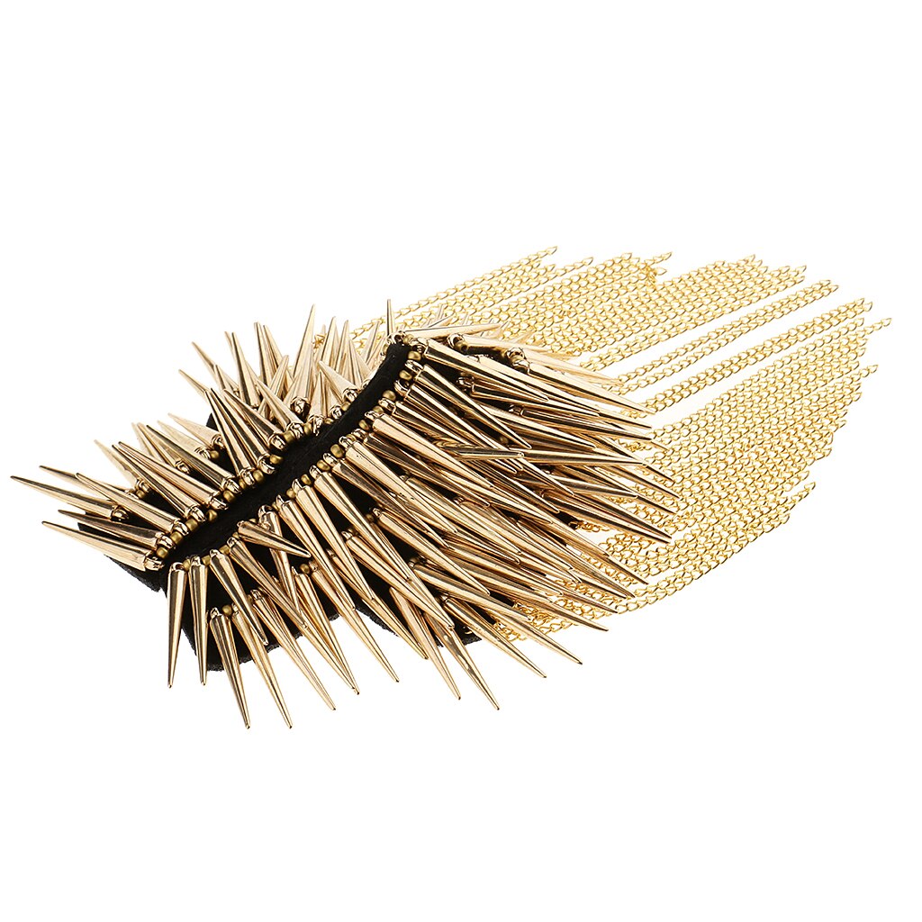 1Pair Metal Tassel Epaulet Gothic Punk Long Rivet Stud Spike Shoulder Board Mark brooches for women broche femme bijoux