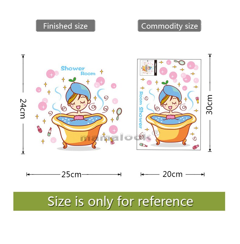 Lovely girl in the bath Glass Door wall sticker Shower Waterproof bathroom Home Decoration Art Decals Stickers wallpaper