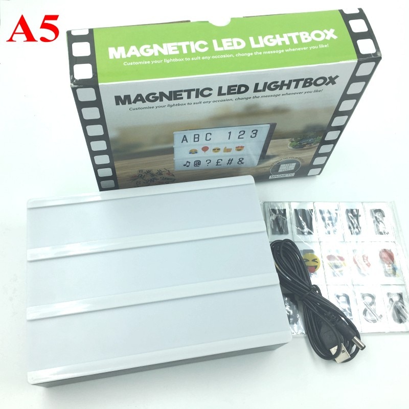 A4 Led Night Light Box with DIY Black Letters Table Lamp A5 A6 Acrylic Cinematic Light Box AA Battery Art Desk Lights