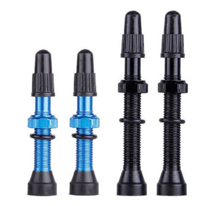 1 Paar Fiets Mountain 48/60Mm Valve Voor Road Tubeless Velg Legering Of Messing Stem Messing Kern W/ Cap & Tool