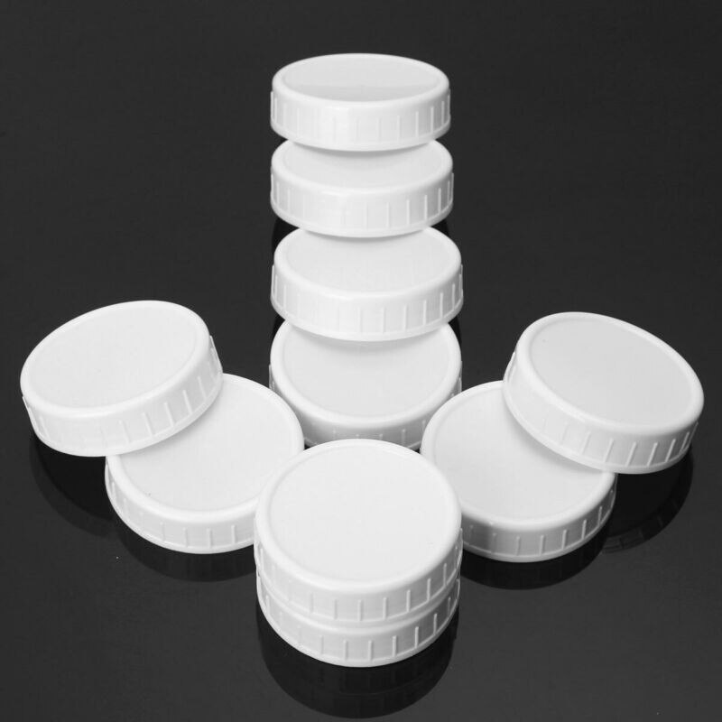 20Pcs Plastic Storage Caps Lids Ribbed For 70Mm/86Mm Standard Regular Mouth Mason Jar Bottle