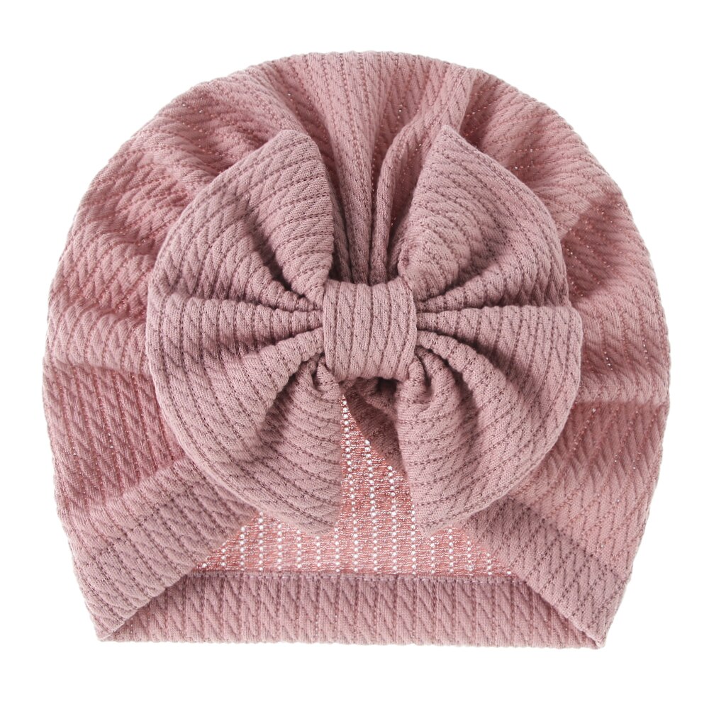 Chapeau Turban élastique pour bébé fille, en coton doux, avec nœud papillon, couleur unie, pour -né, printemps: 5