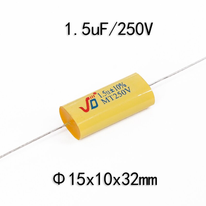 Divisor de frecuencia de altavoz, circuito de filtro cruzado, condensador de polipropileno sin polaridad, 1,0 uF-5,6 uF, 250V, 2 uds.: 1.5uF