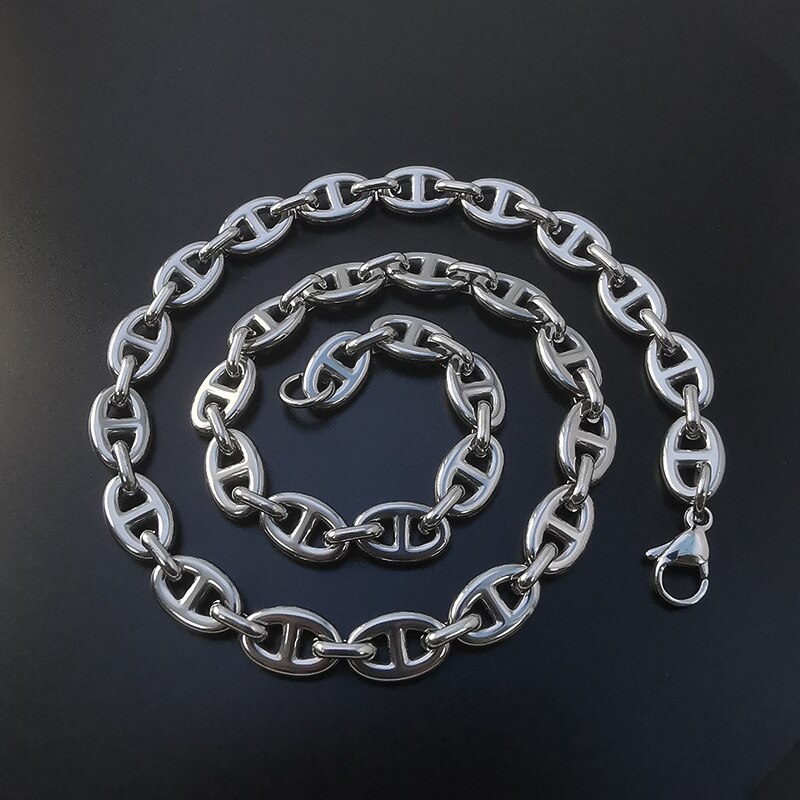 8MM 10MM w nowym stylu stal nierdzewna stalowy łańcuch ręcznie montowany naszyjnik dla kobiet mężczyzn biodro chmiel Jewlry 45CM-75CM