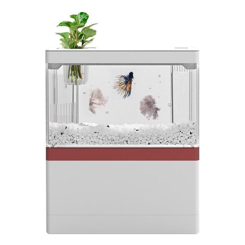 Desktop USB Mini Aquarium Fish Tank WIth Phone Holder With LED Lamp Light Betta Fish Fighting Cylinder