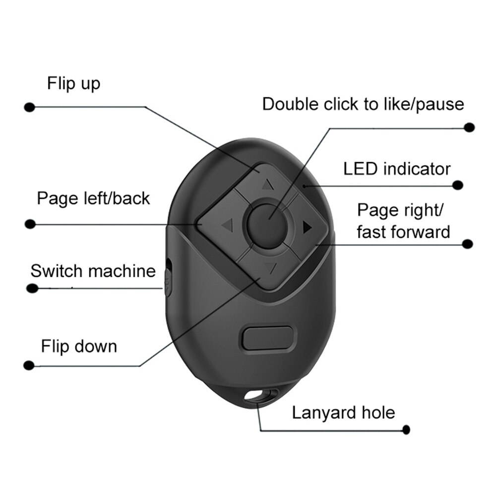 Caméra de Selfie universelle, bouton de déclenchement, télécommande Bluetooth pour téléphone portable, diverses fonctions pour Selfie, tourner la Page
