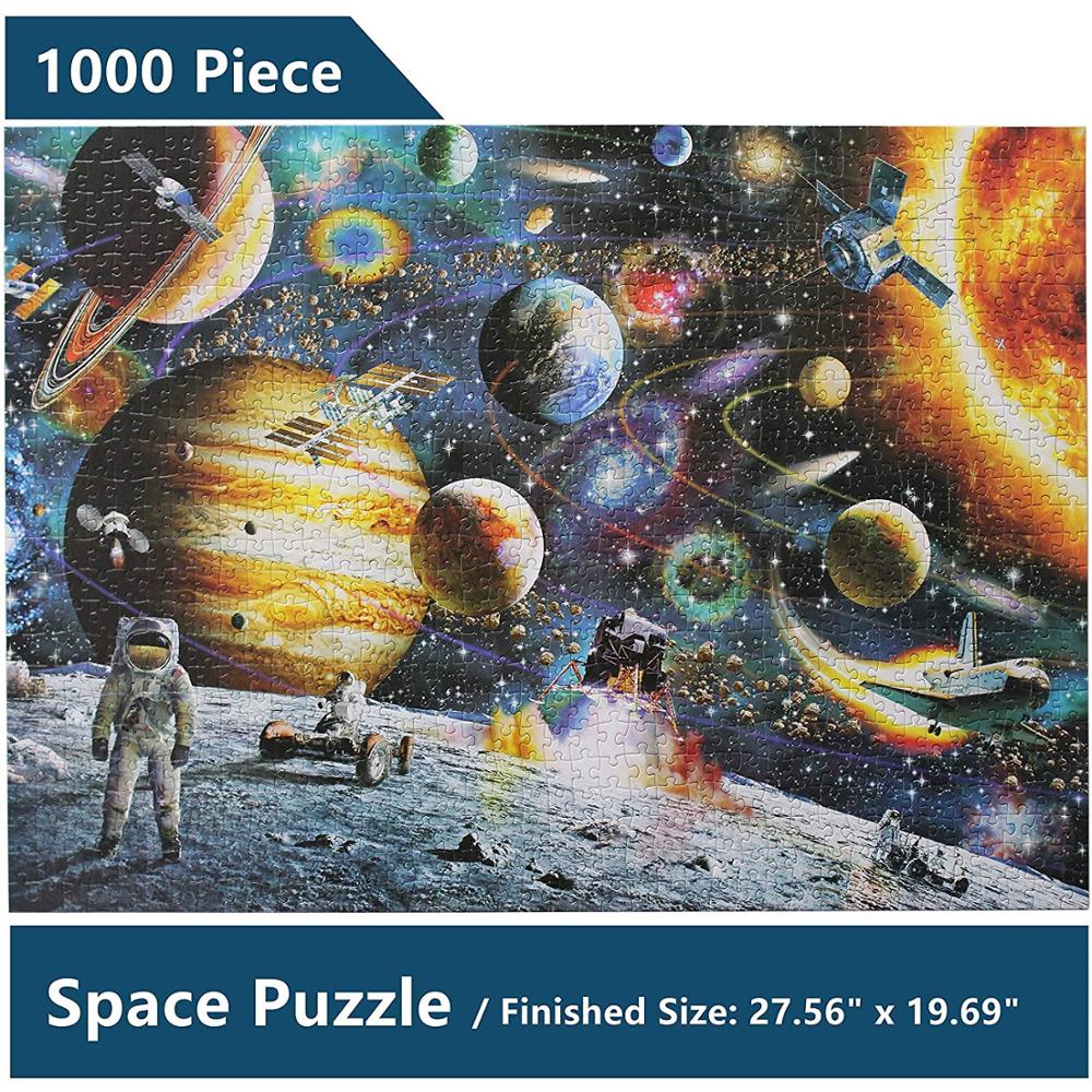 Space Puzzle 1000 Pcs for Adults Solar System Jigsaw Planets and Astronaut