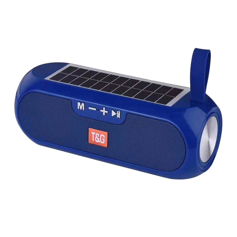 Bluetooth Speaker Draagbare Kolom Draadloze Stereo Muziek Box Solar Power Bank MP3 Luidspreker Outdoor Waterdichte Luidspreker: Blue
