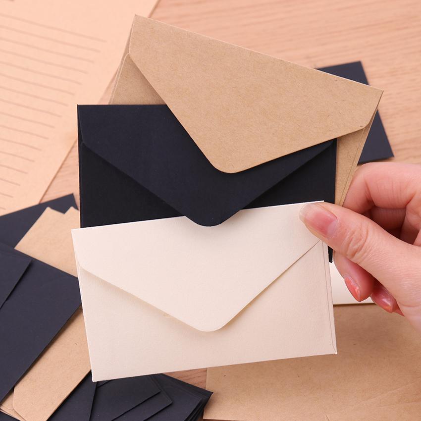20 stuks klassieke witte zwarte kraft blanco mini-papieren enveloppen met venster, envelop voor huwelijksuitnodiging