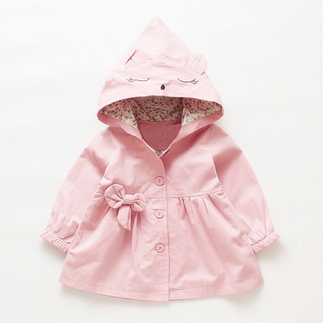 Baby Girls Jacket Autumn Winter Girls Windbreaker Coat Girl Trench Coat For 1 2 3 4Years Infant Outerwear Children Clothing: Pink / 4T