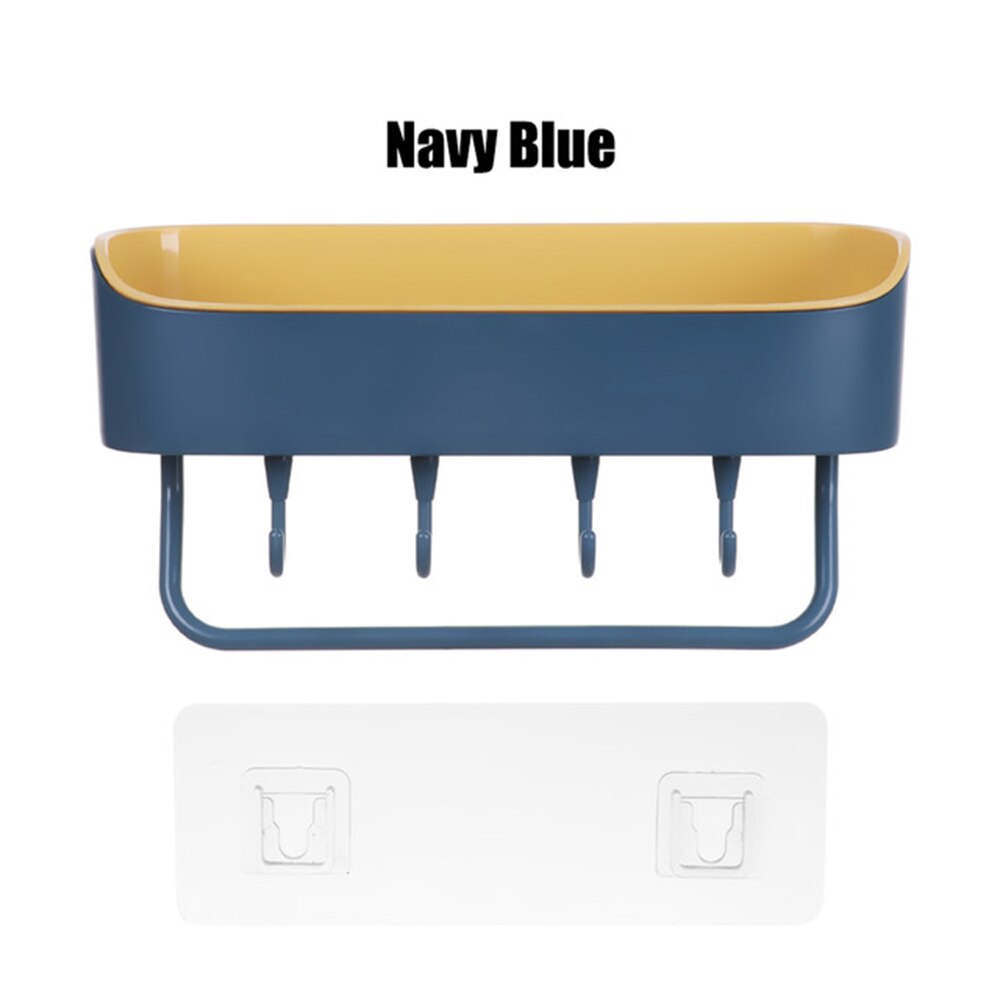 Practical Bathroom Pole Shower Storage Rack Holder Organizer Tray Holder Washing Shower Shampoo Basket Bathroom Storage Shelf: Blue