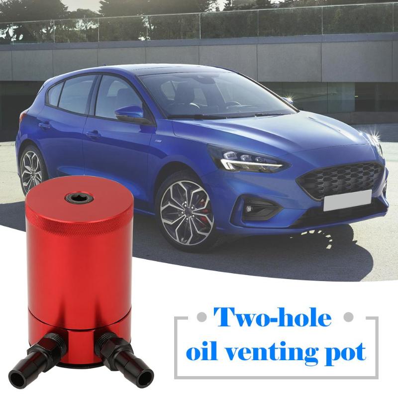 Universal 2-Port Aluminum Permeability Oil Pot Catch Can Reservoir Fuel Tank Baffled 94.7*62 mm