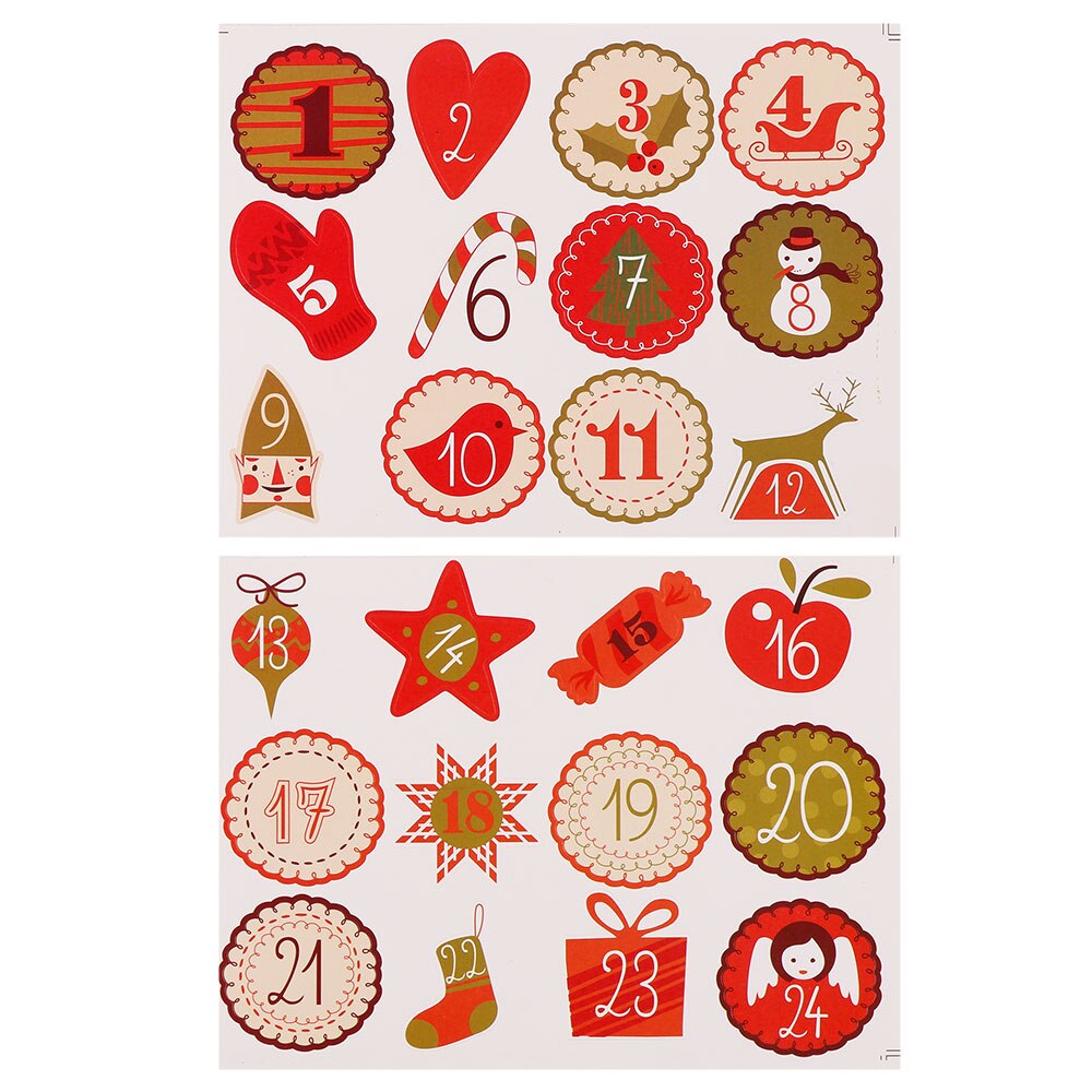 Merry Christmas Number Paper Stickers Advent Calendar Sticker Multi-Function DIY Packaging Cookie Sealing Label Decor: 5